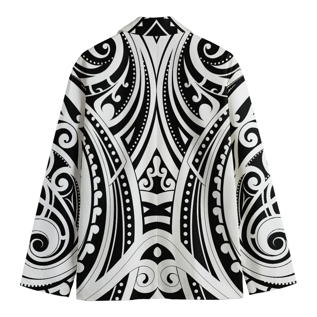 Maori Tribal Tattoo Pattern Print Men's Cotton Blazer