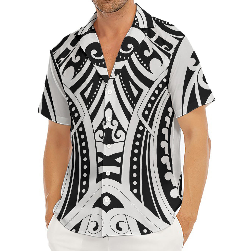 Maori Tribal Tattoo Pattern Print Men's Deep V-Neck Shirt