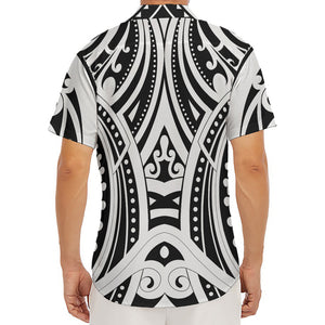 Maori Tribal Tattoo Pattern Print Men's Deep V-Neck Shirt