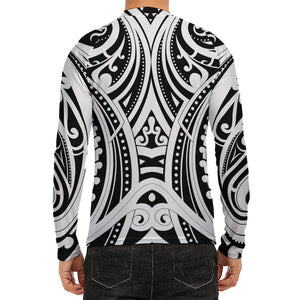 Maori Tribal Tattoo Pattern Print Men's Long Sleeve Rash Guard