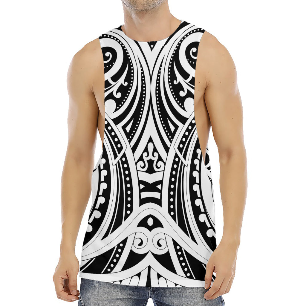 Maori Tribal Tattoo Pattern Print Men's Muscle Tank Top