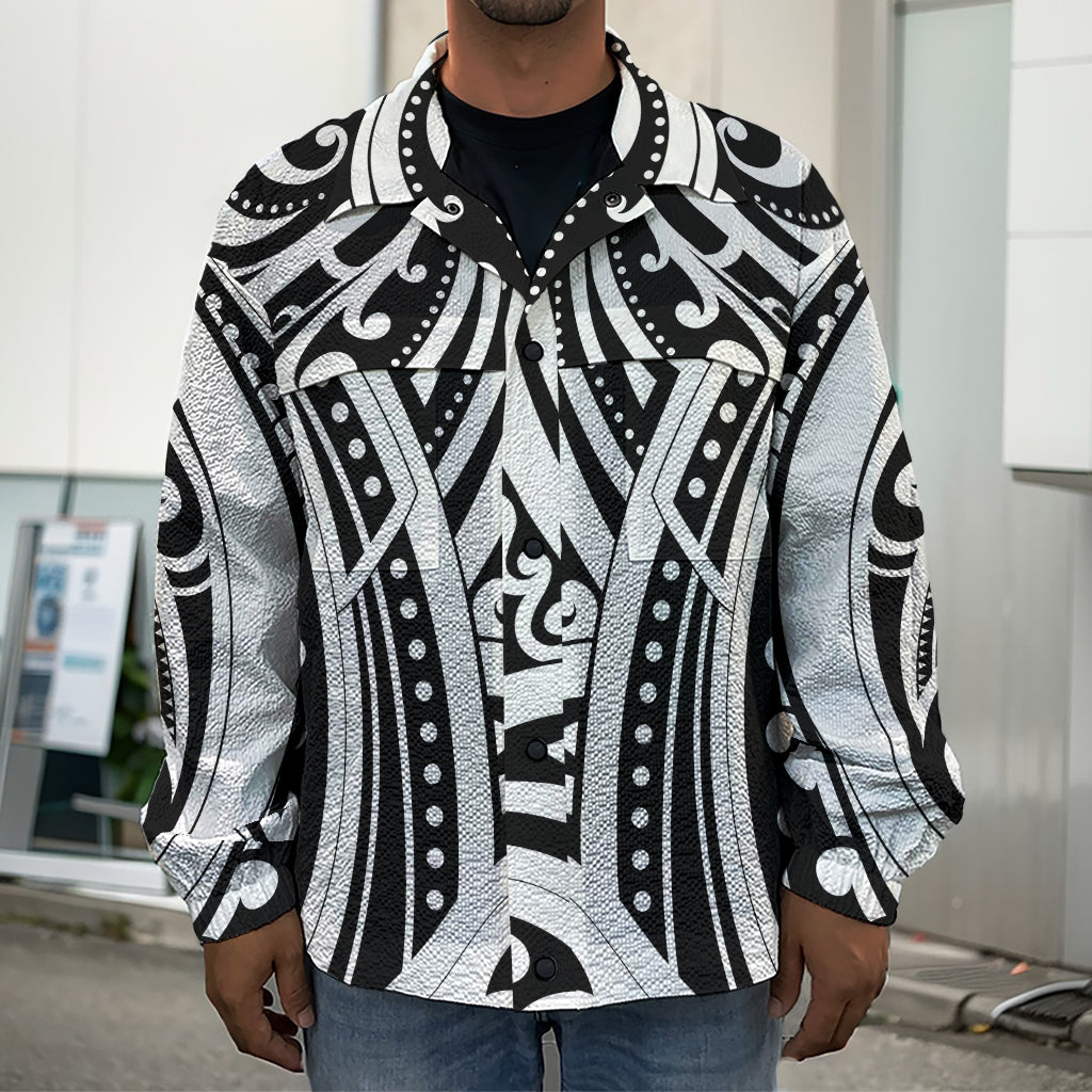 Maori Tribal Tattoo Pattern Print Men's Shirt Jacket