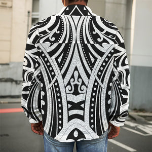 Maori Tribal Tattoo Pattern Print Men's Shirt Jacket