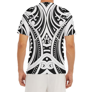 Maori Tribal Tattoo Pattern Print Men's Short Sleeve Rash Guard