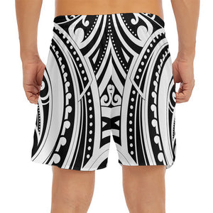 Maori Tribal Tattoo Pattern Print Men's Split Running Shorts