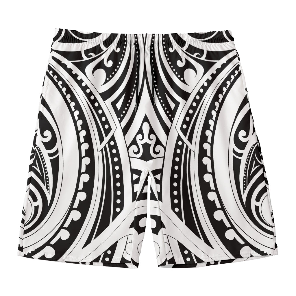 Maori Tribal Tattoo Pattern Print Men's Swim Trunks