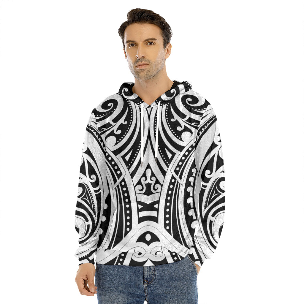 Maori Tribal Tattoo Pattern Print Men's Velvet Pullover Hoodie