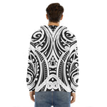 Maori Tribal Tattoo Pattern Print Men's Velvet Pullover Hoodie