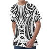 Maori Tribal Tattoo Pattern Print Men's Velvet T-Shirt