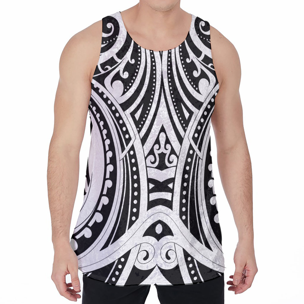 Maori Tribal Tattoo Pattern Print Men's Velvet Tank Top