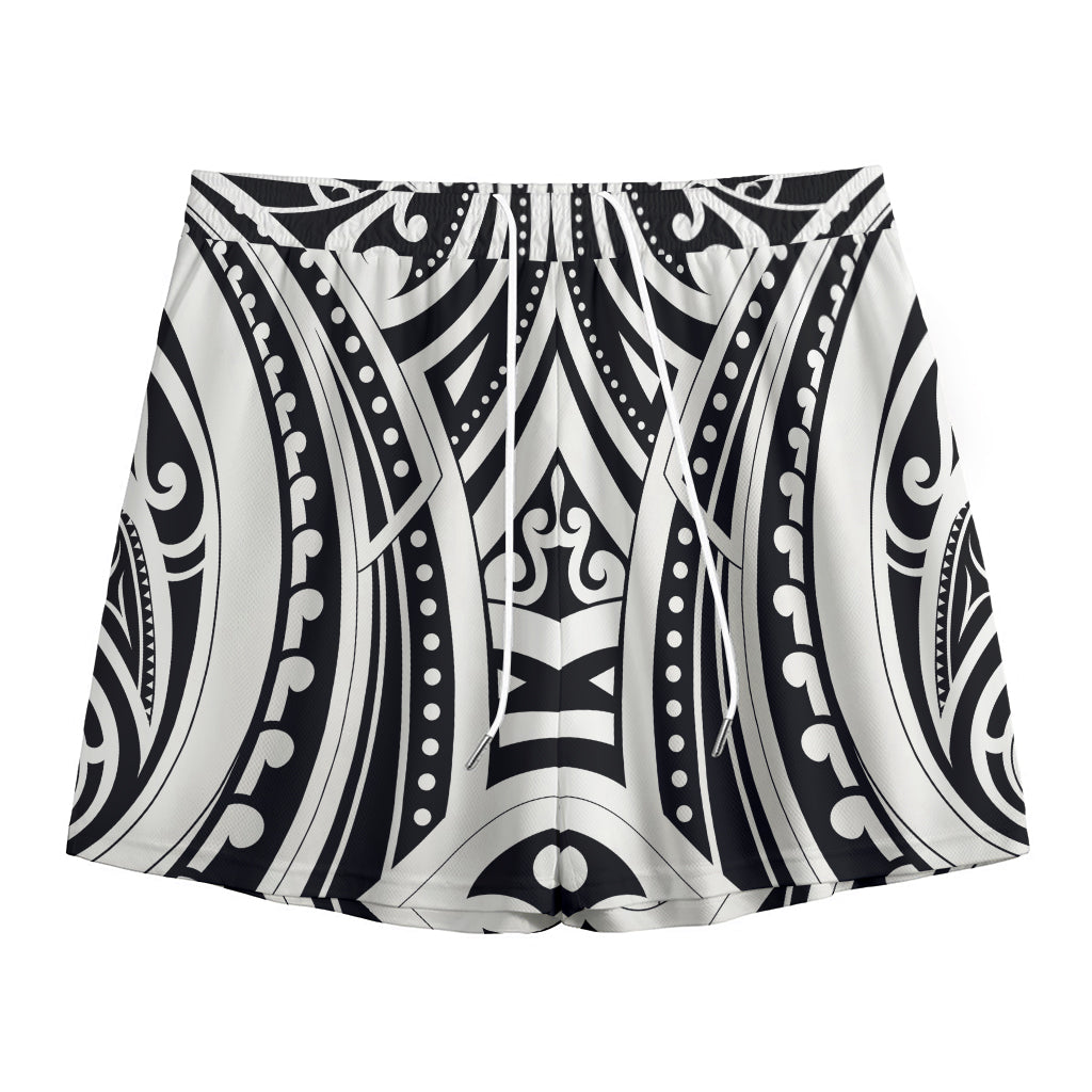 Maori Tribal Tattoo Pattern Print Mesh Shorts