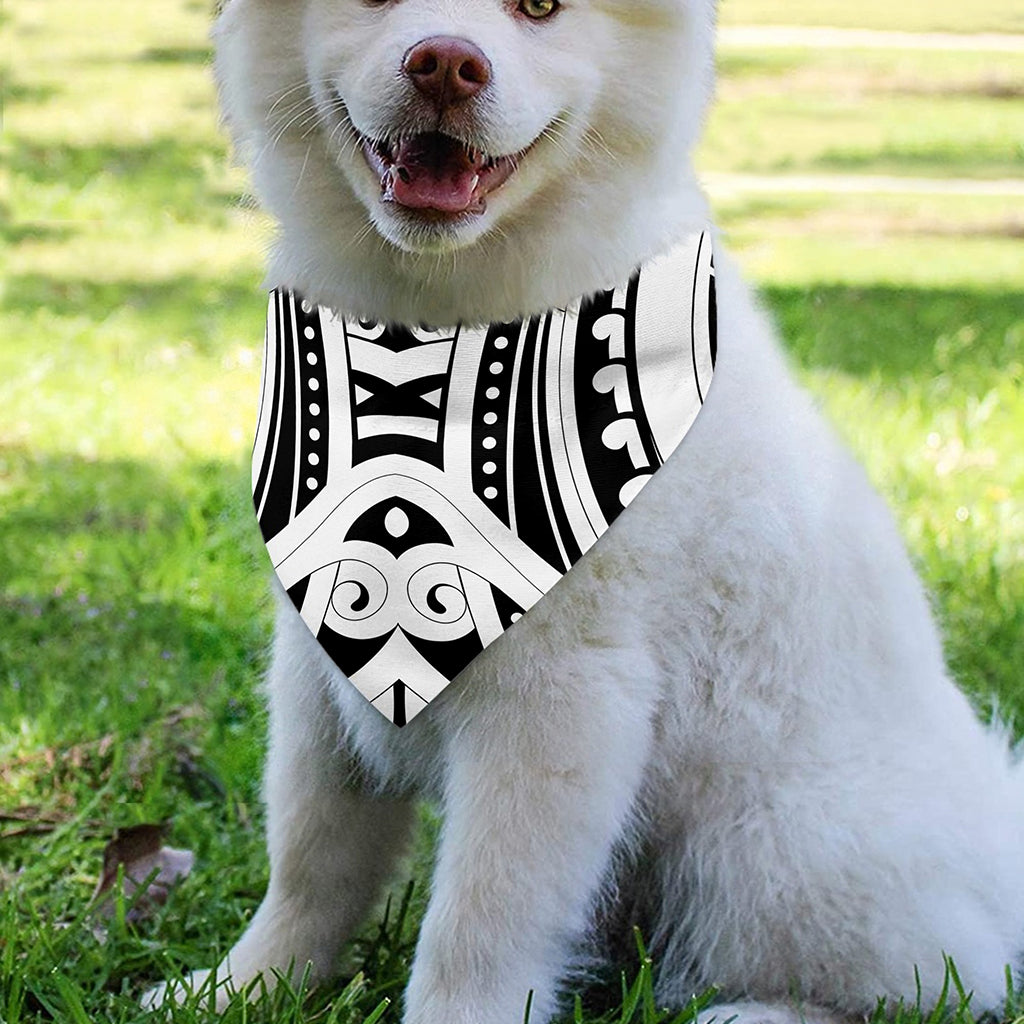 Maori Tribal Tattoo Pattern Print Over The Collar Dog Bandana