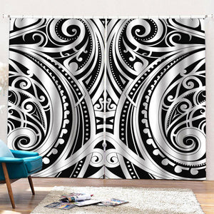 Maori Tribal Tattoo Pattern Print Pencil Pleat Curtains