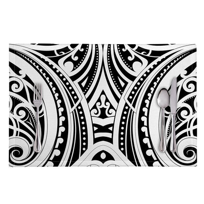 Maori Tribal Tattoo Pattern Print Placemat