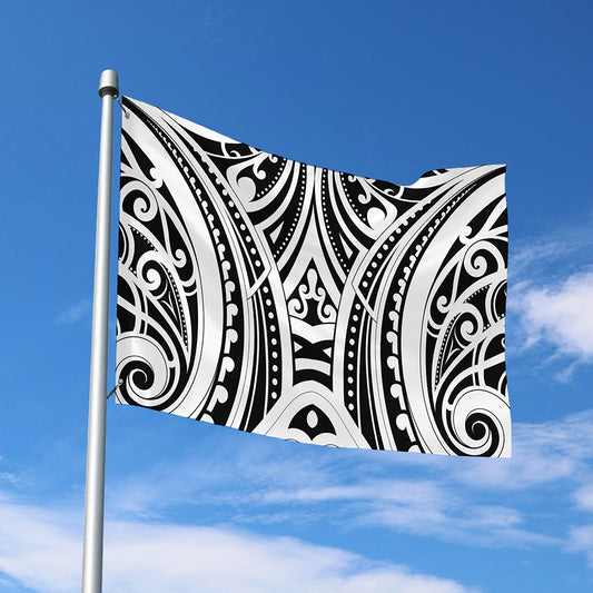 Maori Tribal Tattoo Pattern Print Polyester Flag