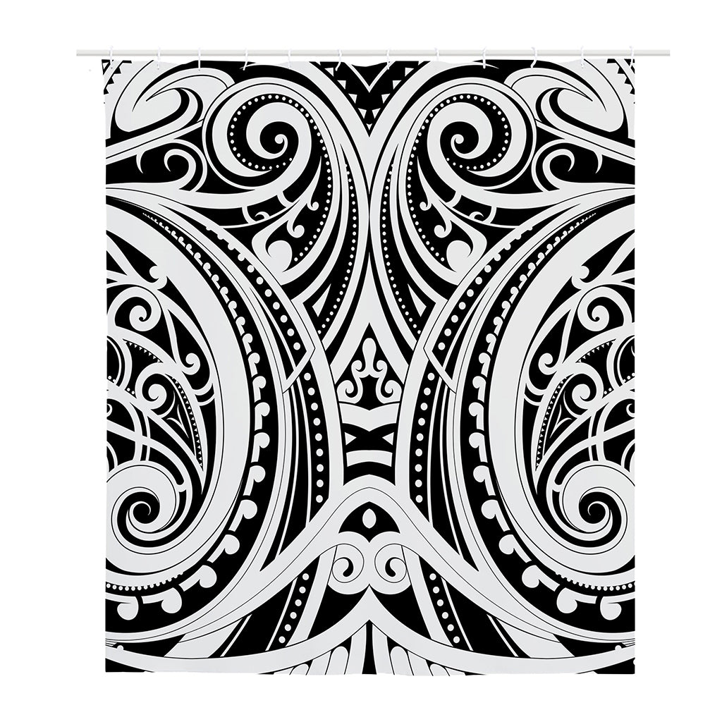 Maori Tribal Tattoo Pattern Print Polyester Shower Curtain
