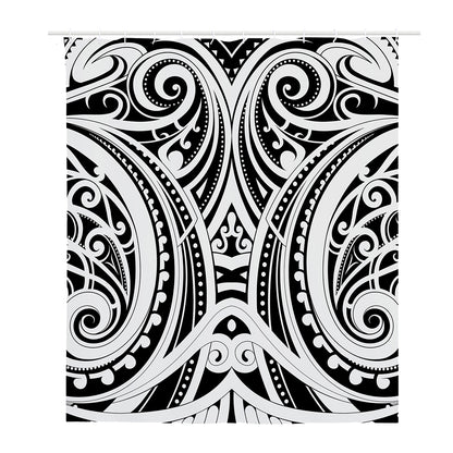 Maori Tribal Tattoo Pattern Print Polyester Shower Curtain