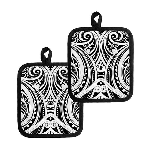 Maori Tribal Tattoo Pattern Print Pot Holders