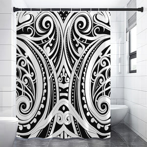 Maori Tribal Tattoo Pattern Print Premium Shower Curtain