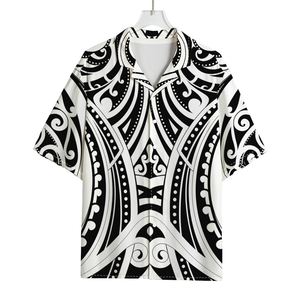 Maori Tribal Tattoo Pattern Print Rayon Hawaiian Shirt