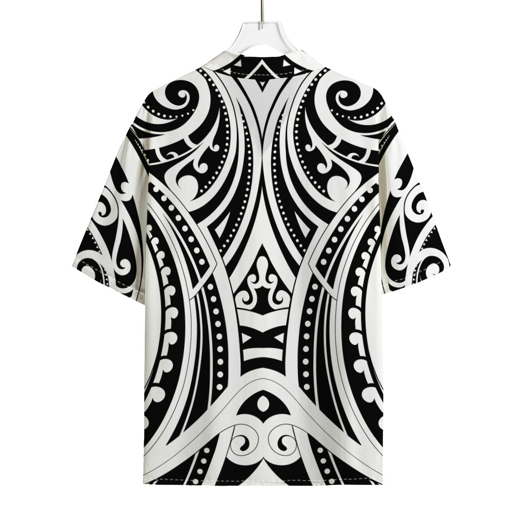 Maori Tribal Tattoo Pattern Print Rayon Hawaiian Shirt