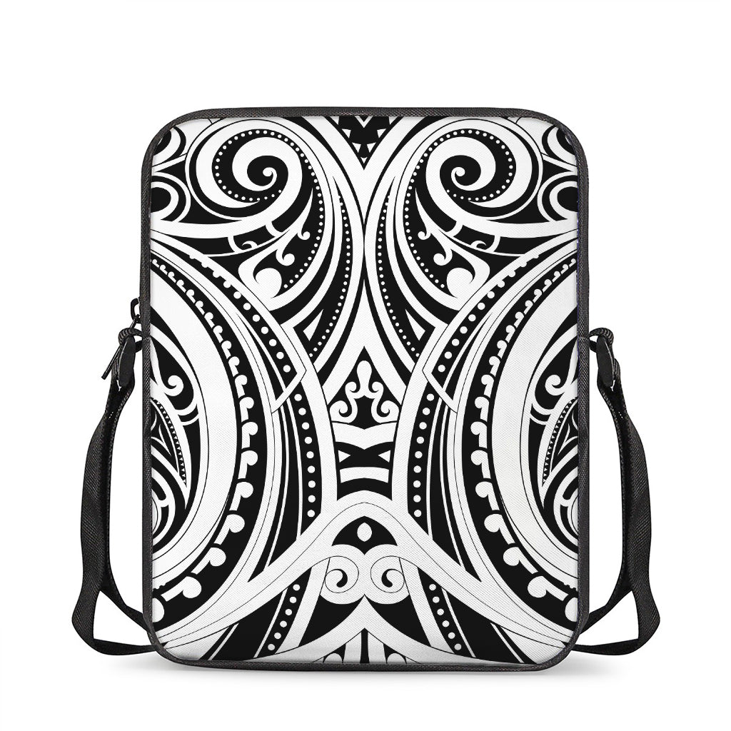 Maori Tribal Tattoo Pattern Print Rectangular Crossbody Bag