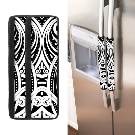 Maori Tribal Tattoo Pattern Print Refrigerator Handle Covers