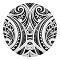 Maori Tribal Tattoo Pattern Print Round Blanket
