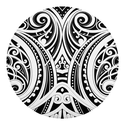 Maori Tribal Tattoo Pattern Print Round Blanket