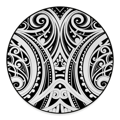 Maori Tribal Tattoo Pattern Print Round Floor Mat