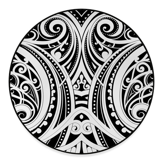 Maori Tribal Tattoo Pattern Print Round Floor Mat