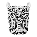 Maori Tribal Tattoo Pattern Print Round Laundry Basket