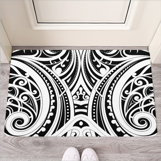 Maori Tribal Tattoo Pattern Print Rubber Doormat