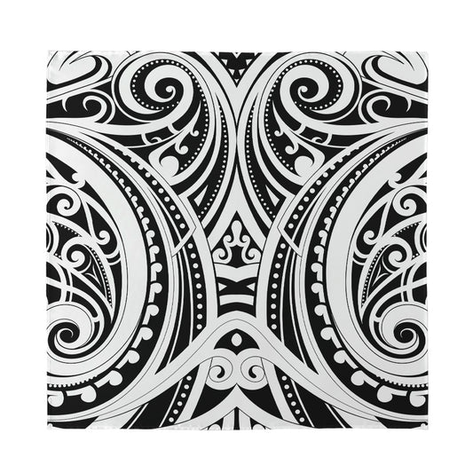 Maori Tribal Tattoo Pattern Print Silk Bandana