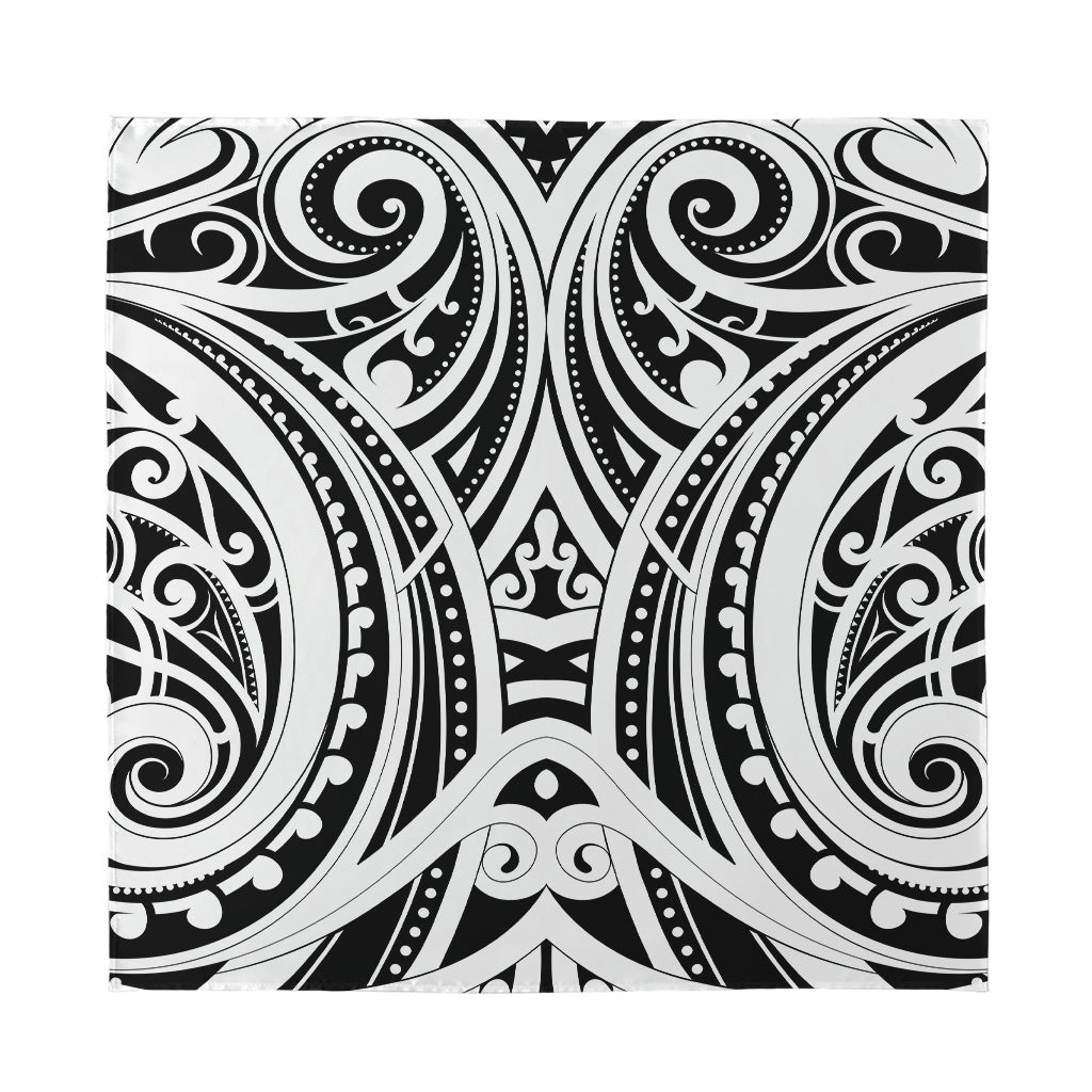 Maori Tribal Tattoo Pattern Print Silk Bandana