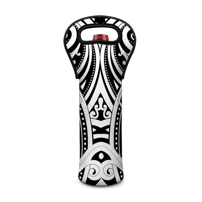 Maori Tribal Tattoo Pattern Print Single Neoprene Wine Tote