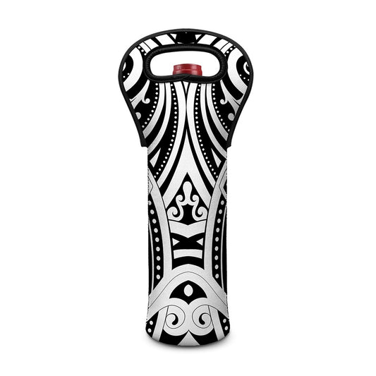 Maori Tribal Tattoo Pattern Print Single Neoprene Wine Tote