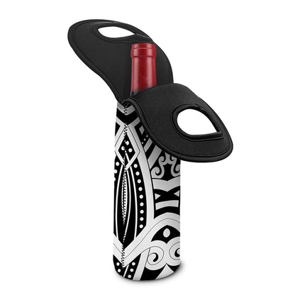 Maori Tribal Tattoo Pattern Print Single Neoprene Wine Tote