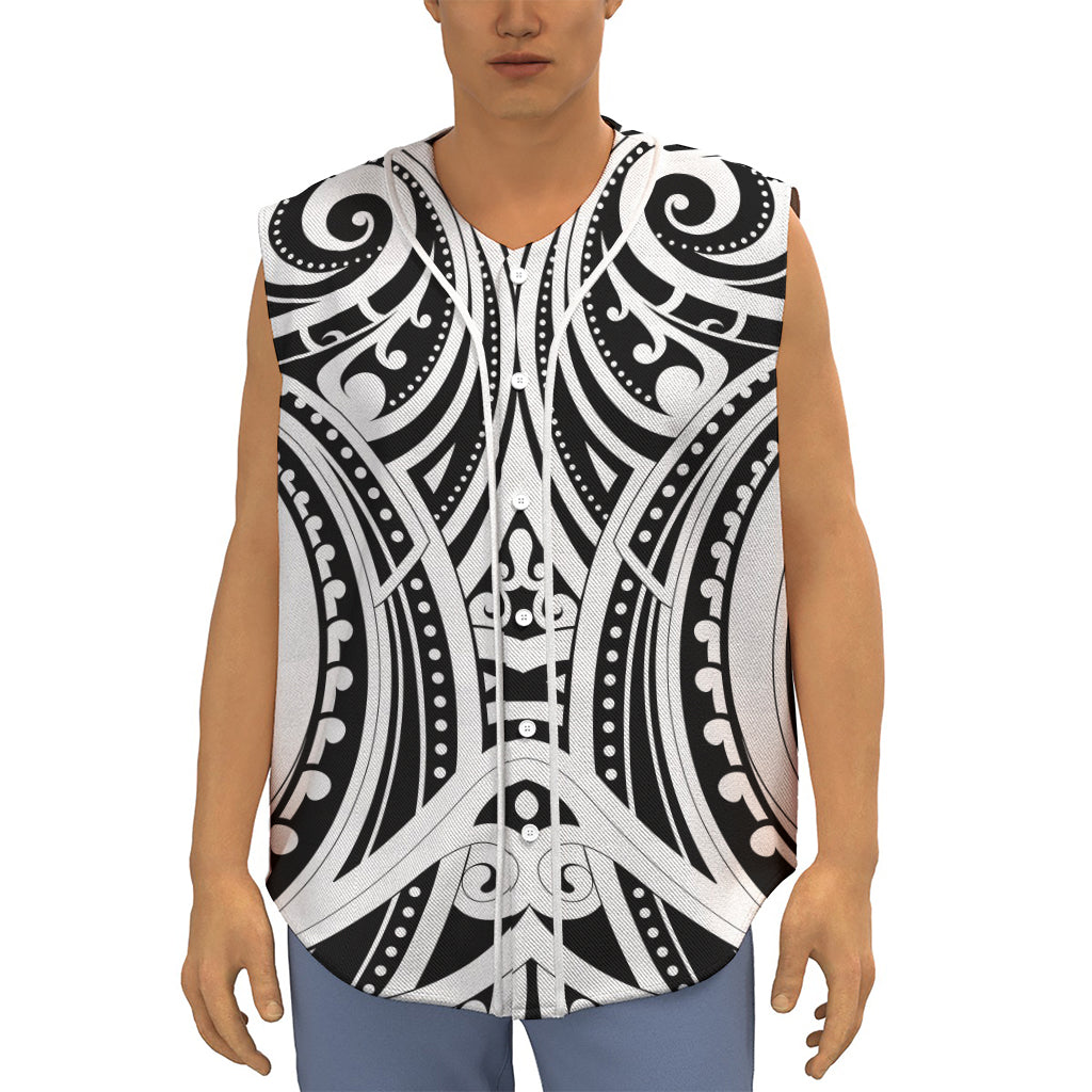 Maori Tribal Tattoo Pattern Print Sleeveless Baseball Jersey