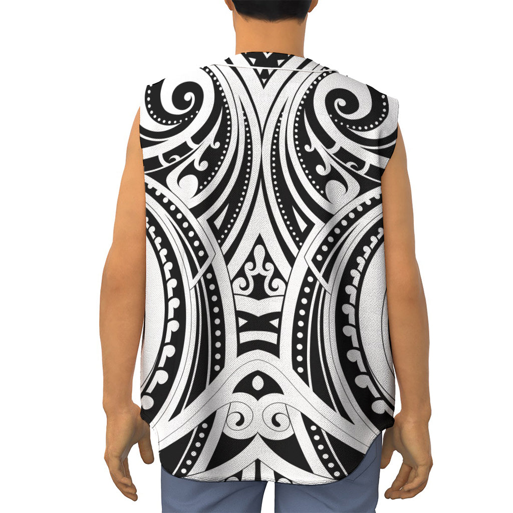 Maori Tribal Tattoo Pattern Print Sleeveless Baseball Jersey