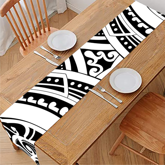 Maori Tribal Tattoo Pattern Print Table Runner