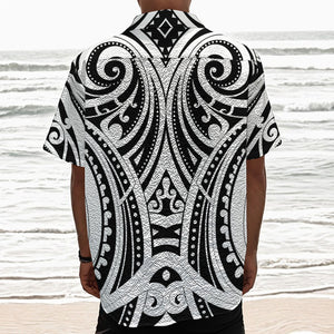 Maori Tribal Tattoo Pattern Print Textured Short Sleeve Shirt