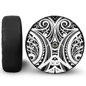 Maori Tribal Tattoo Pattern Print Tire Cover With Camera Hole