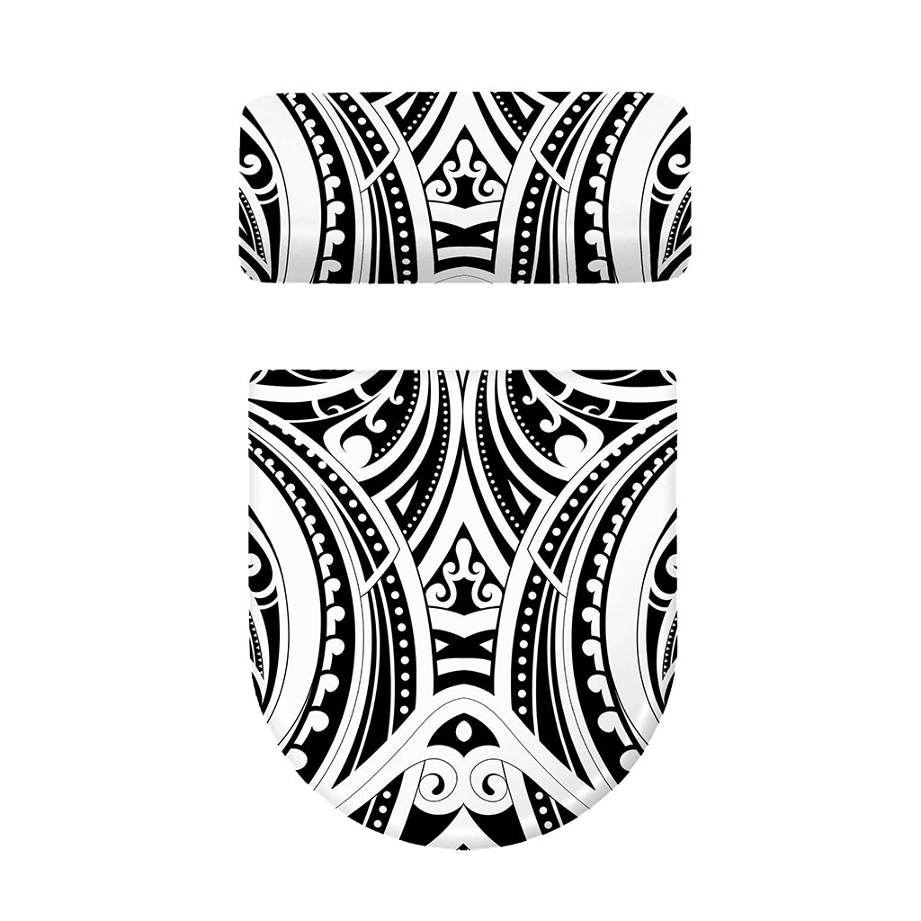 Maori Tribal Tattoo Pattern Print Toilet Lid And Tank Cover Set