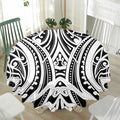 Maori Tribal Tattoo Pattern Print Waterproof Round Tablecloth