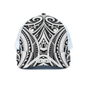 Maori Tribal Tattoo Pattern Print White Mesh Trucker Hat