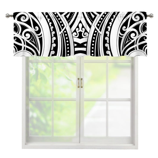 Maori Tribal Tattoo Pattern Print Window Valance
