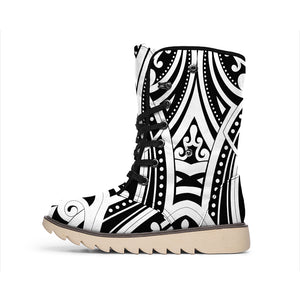 Maori Tribal Tattoo Pattern Print Winter Boots