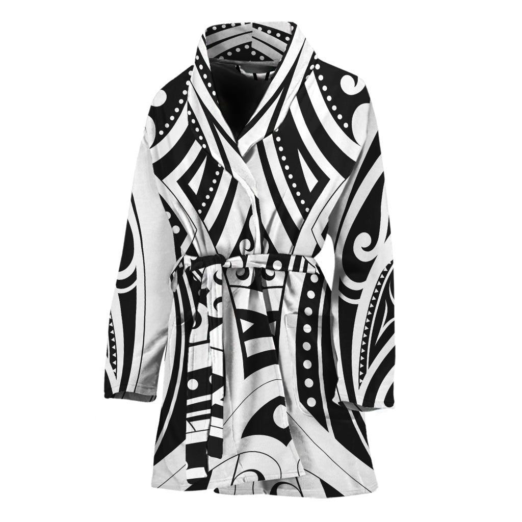 Maori Tribal Tattoo Pattern Print Women's Bathrobe