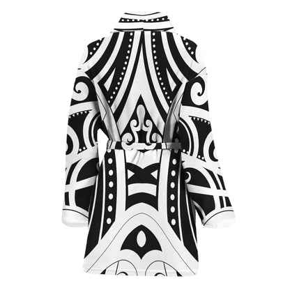 Maori Tribal Tattoo Pattern Print Women's Bathrobe